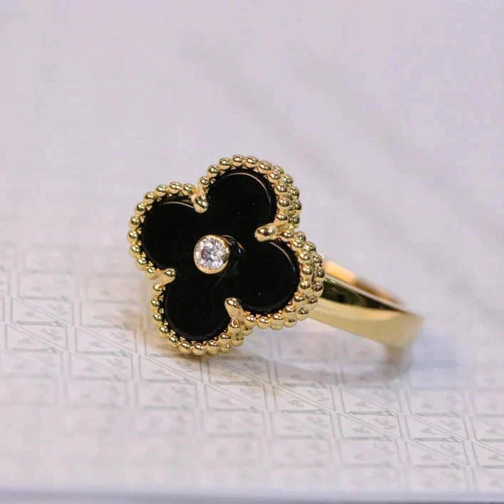 [Windsor Jewelry]CLOVER ONYX RING GOLD DIAMOND