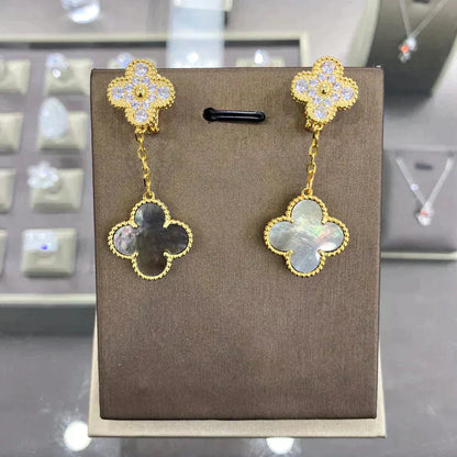 [Windsor Jewelry]CLOVER  2 MOTIFS  DIAMOND  EARRINGS (MULTIPLE CHOICESç´
