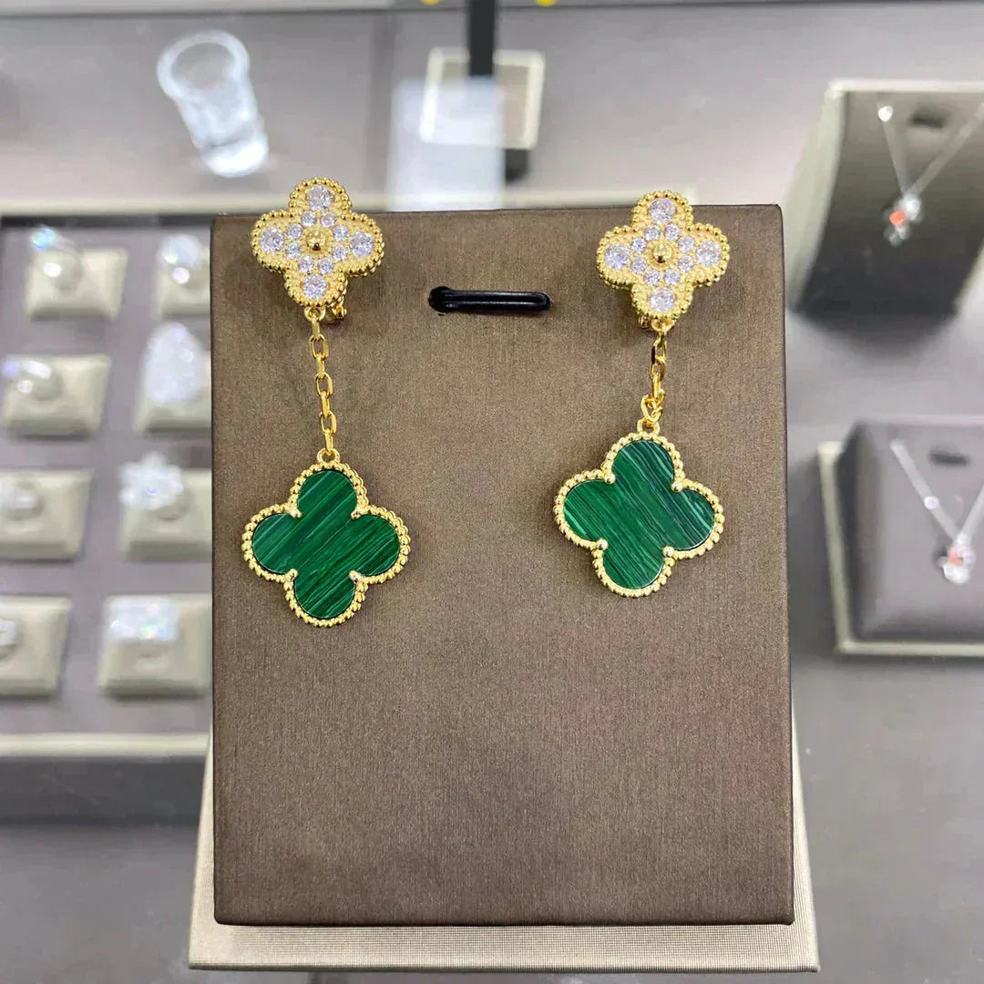 [Windsor Jewelry]CLOVER  2 MOTIFS  DIAMOND  EARRINGS (MULTIPLE CHOICESç´