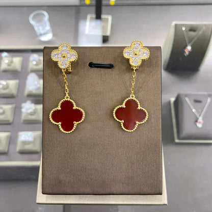 [Windsor Jewelry]CLOVER  2 MOTIFS  DIAMOND  EARRINGS (MULTIPLE CHOICESç´
