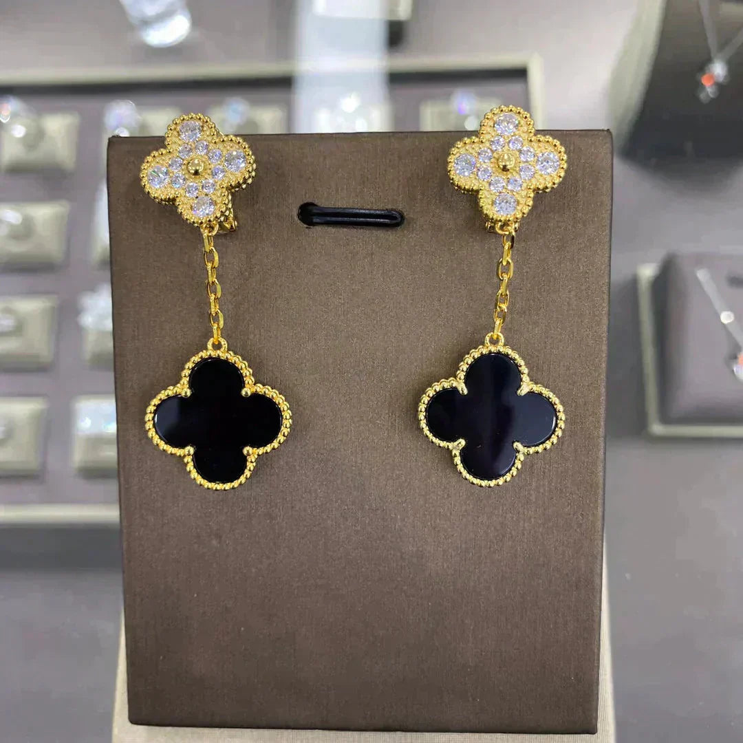 [Windsor Jewelry]CLOVER  2 MOTIFS  DIAMOND  EARRINGS (MULTIPLE CHOICESç´