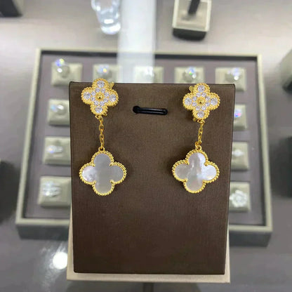 [Windsor Jewelry]CLOVER  2 MOTIFS  DIAMOND  EARRINGS (MULTIPLE CHOICESç´