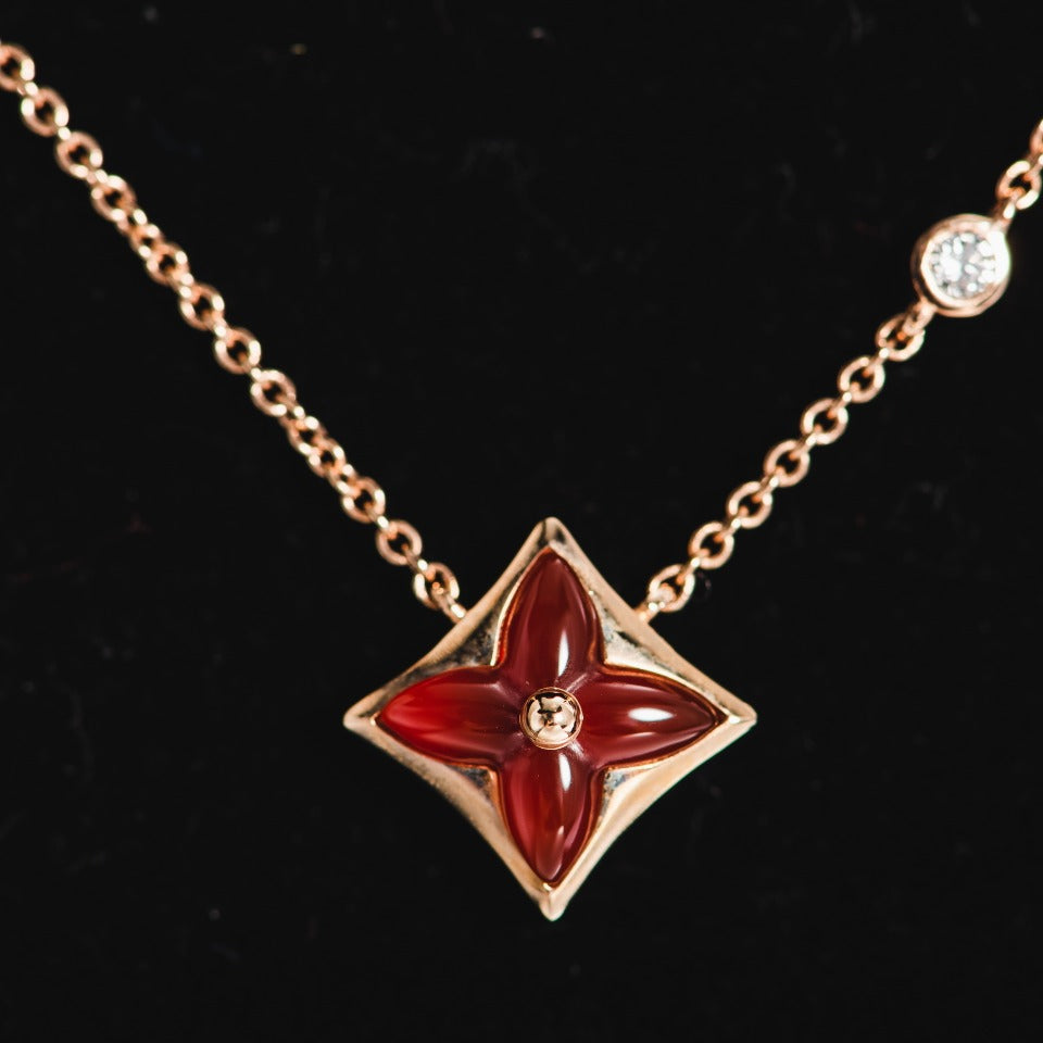 [Windsor Jewelry]STAR NECKLACE PINK GOLD 1 DIAMOND