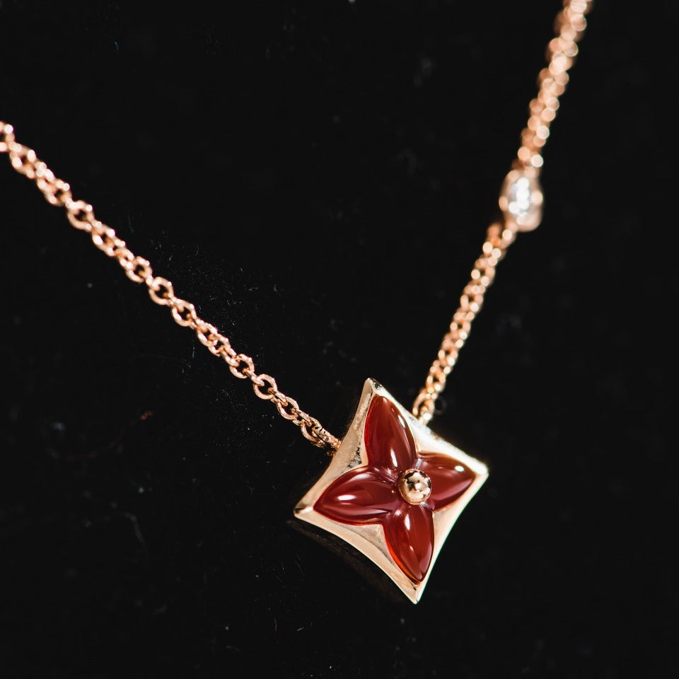[Windsor Jewelry]STAR NECKLACE PINK GOLD 1 DIAMOND