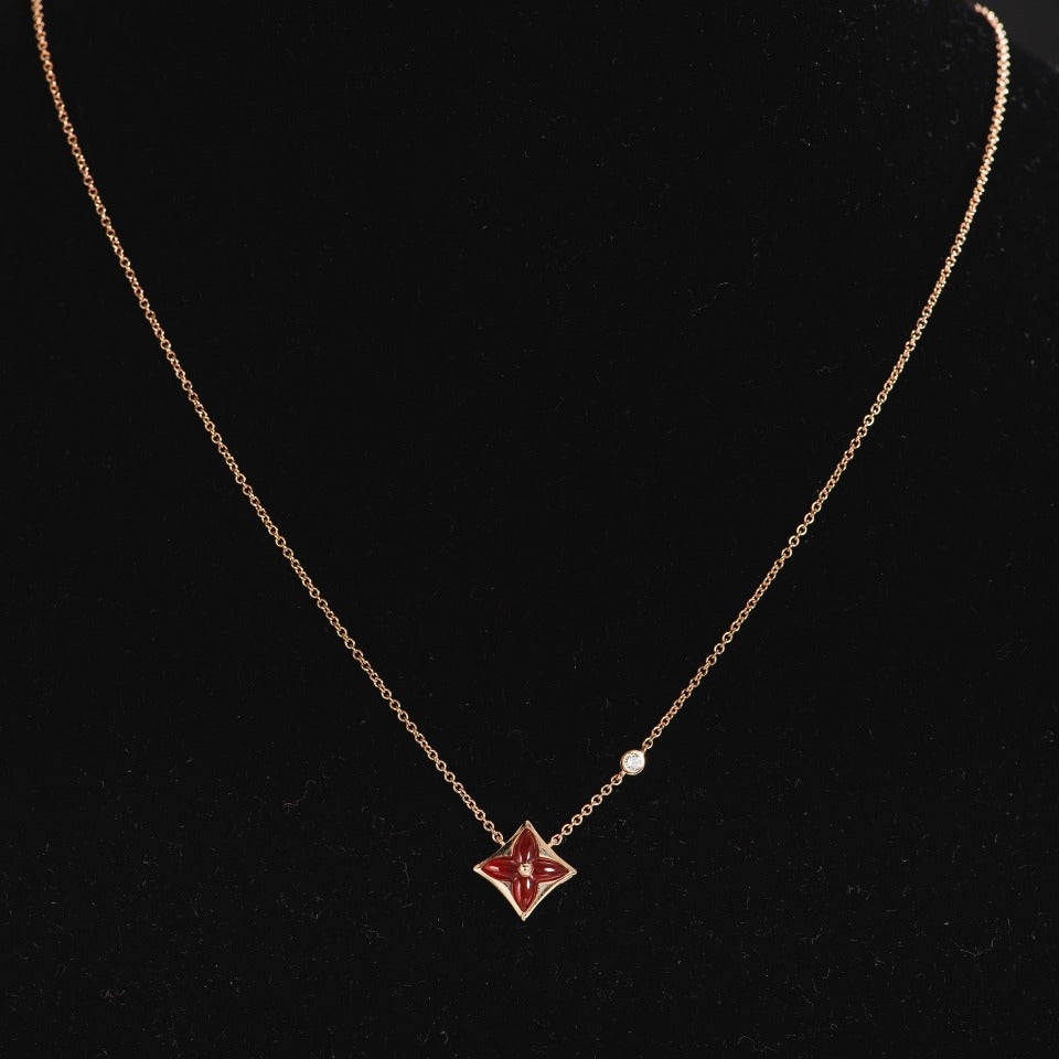[Windsor Jewelry]STAR NECKLACE PINK GOLD 1 DIAMOND