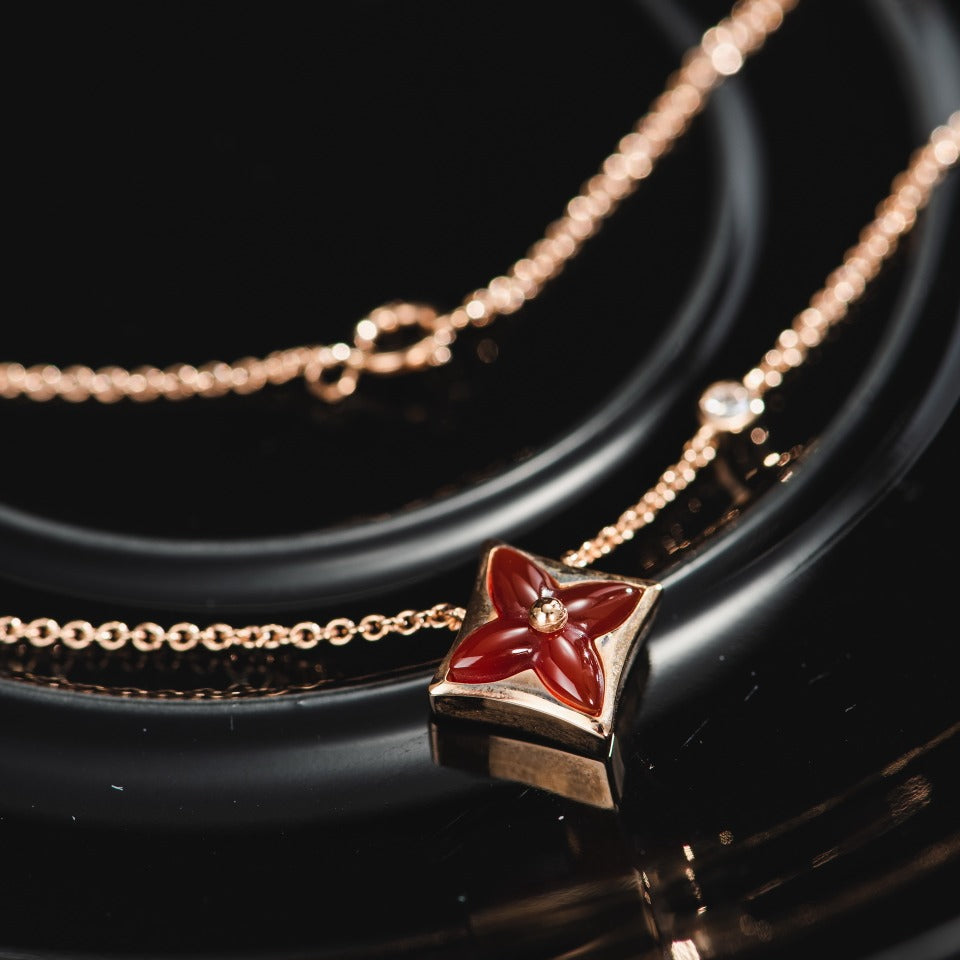 [Windsor Jewelry]STAR NECKLACE PINK GOLD 1 DIAMOND