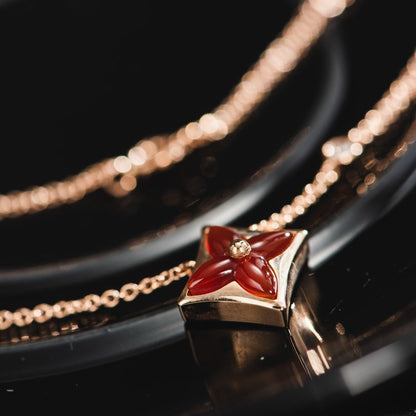 [Windsor Jewelry]STAR NECKLACE PINK GOLD 1 DIAMOND