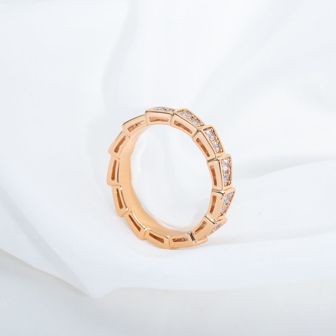 [Windsor Jewelry]SERPENTI RING PINK GOLD DIAMOND PAVED 3MM