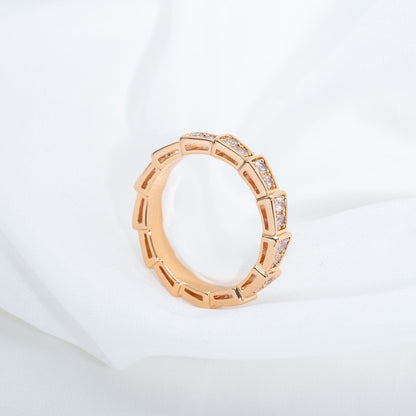[Windsor Jewelry]SERPENTI RING PINK GOLD DIAMOND PAVED 3MM
