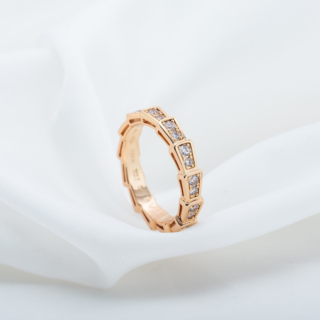 [Windsor Jewelry]SERPENTI RING PINK GOLD DIAMOND PAVED 3MM