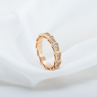 [Windsor Jewelry]SERPENTI RING PINK GOLD DIAMOND PAVED 3MM