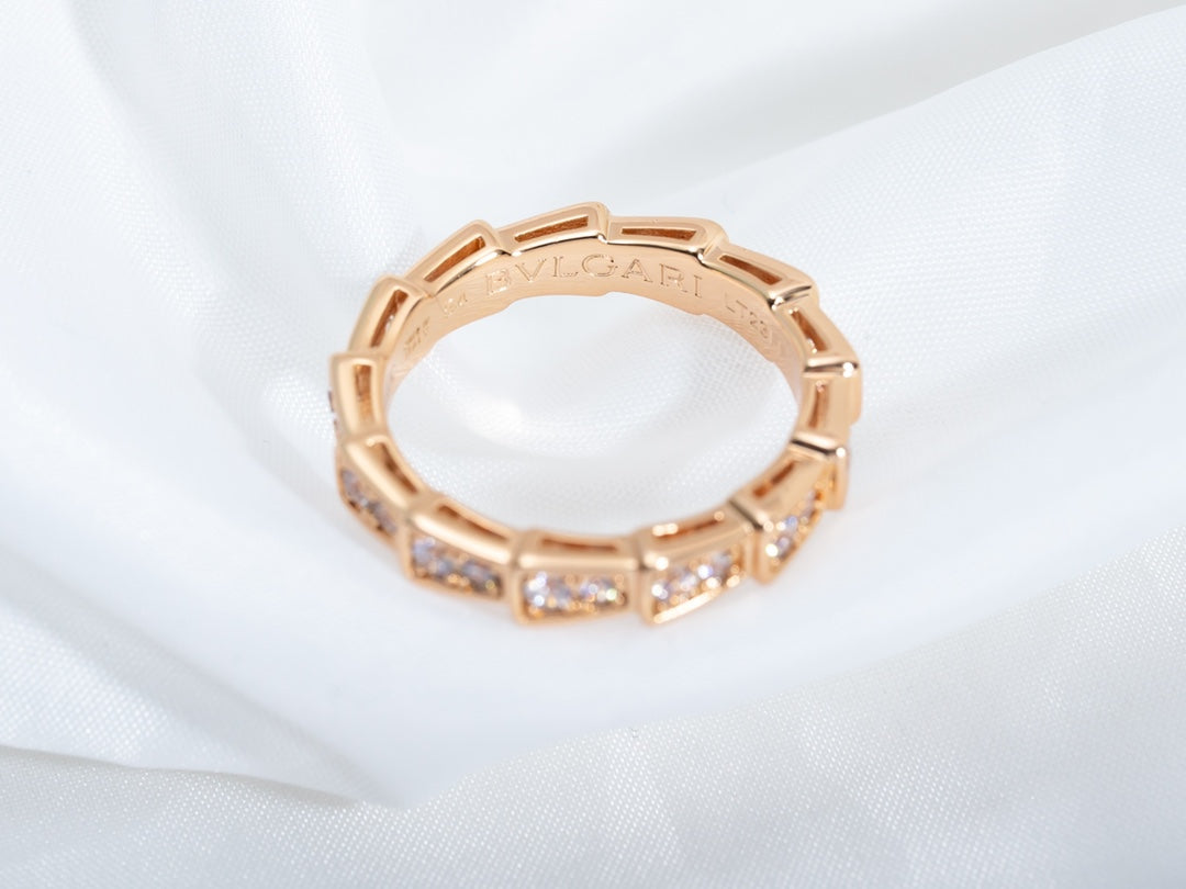 [Windsor Jewelry]SERPENTI RING PINK GOLD DIAMOND PAVED 3MM