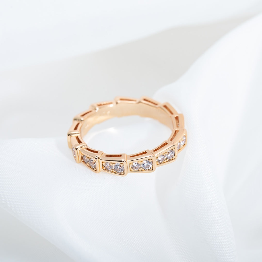 [Windsor Jewelry]SERPENTI RING PINK GOLD DIAMOND PAVED 3MM