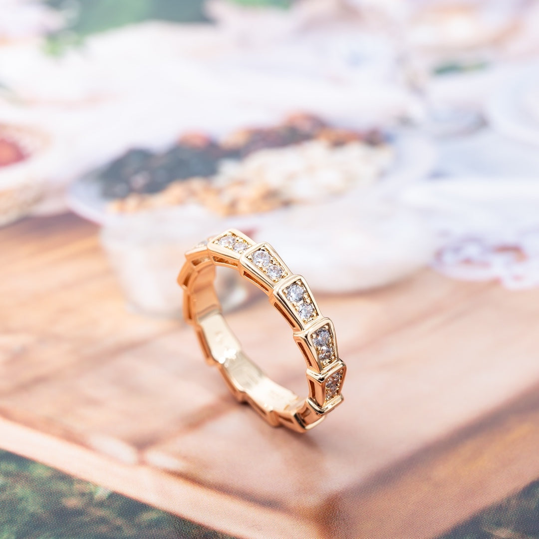 [Windsor Jewelry]SERPENTI RING PINK GOLD DIAMOND PAVED 3MM