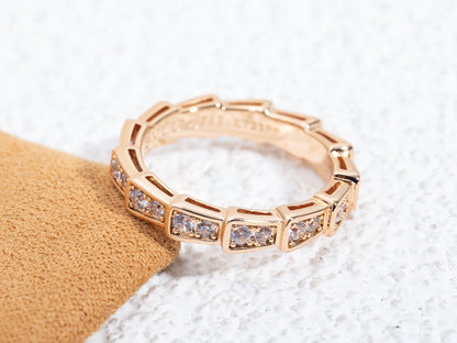 [Windsor Jewelry]SERPENTI RING PINK GOLD DIAMOND PAVED 3MM