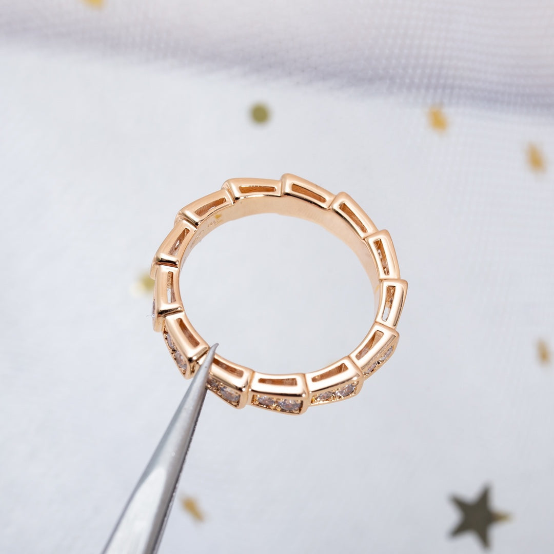 [Windsor Jewelry]SERPENTI RING PINK GOLD DIAMOND PAVED 3MM