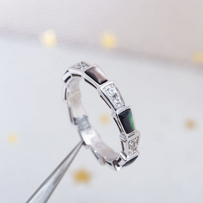 [Windsor Jewelry]SERPENTI RING SILVER  DIAMOND BLACK MOP 3MM