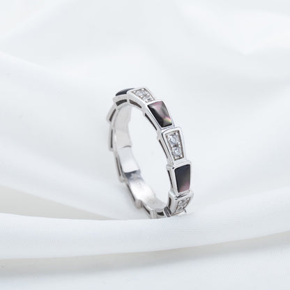 [Windsor Jewelry]SERPENTI RING SILVER  DIAMOND BLACK MOP 3MM