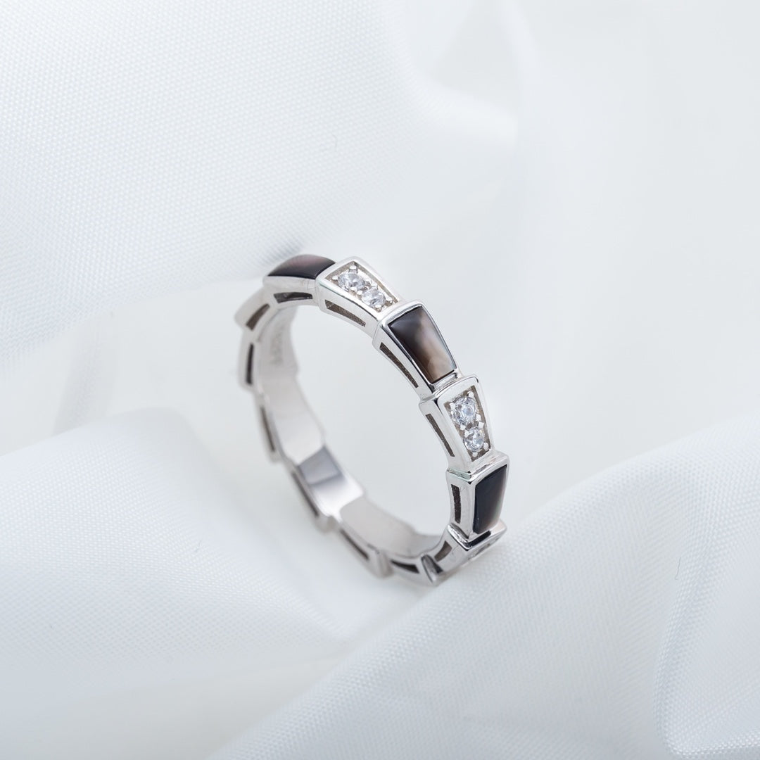 [Windsor Jewelry]SERPENTI RING SILVER  DIAMOND BLACK MOP 3MM