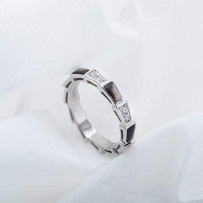 [Windsor Jewelry]SERPENTI RING SILVER  DIAMOND BLACK MOP 3MM