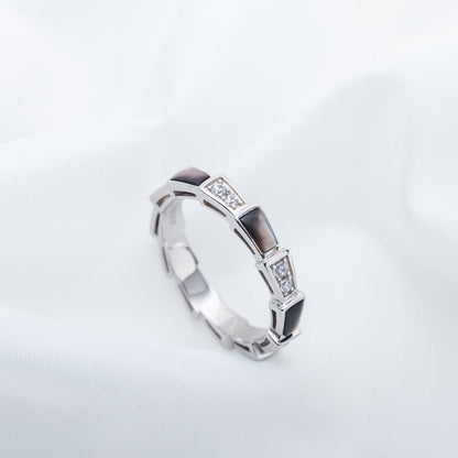 [Windsor Jewelry]SERPENTI RING SILVER  DIAMOND BLACK MOP 3MM