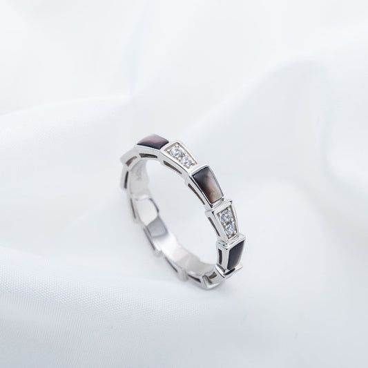 [Windsor Jewelry]SERPENTI RING SILVER  DIAMOND BLACK MOP 3MM