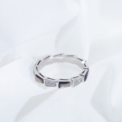 [Windsor Jewelry]SERPENTI RING SILVER  DIAMOND BLACK MOP 3MM