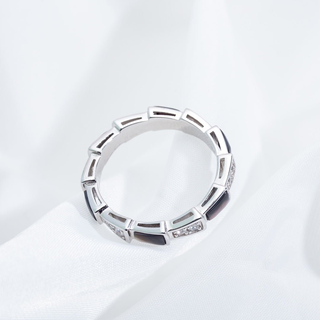 [Windsor Jewelry]SERPENTI RING SILVER  DIAMOND BLACK MOP 3MM