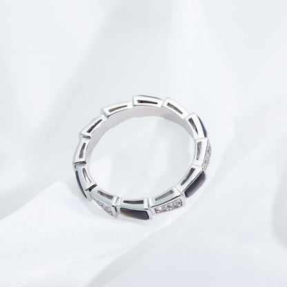 [Windsor Jewelry]SERPENTI RING SILVER  DIAMOND BLACK MOP 3MM