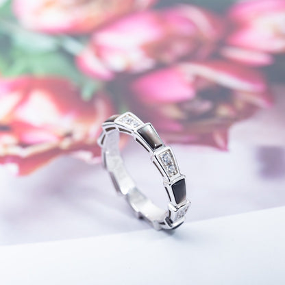 [Windsor Jewelry]SERPENTI RING SILVER  DIAMOND BLACK MOP 3MM