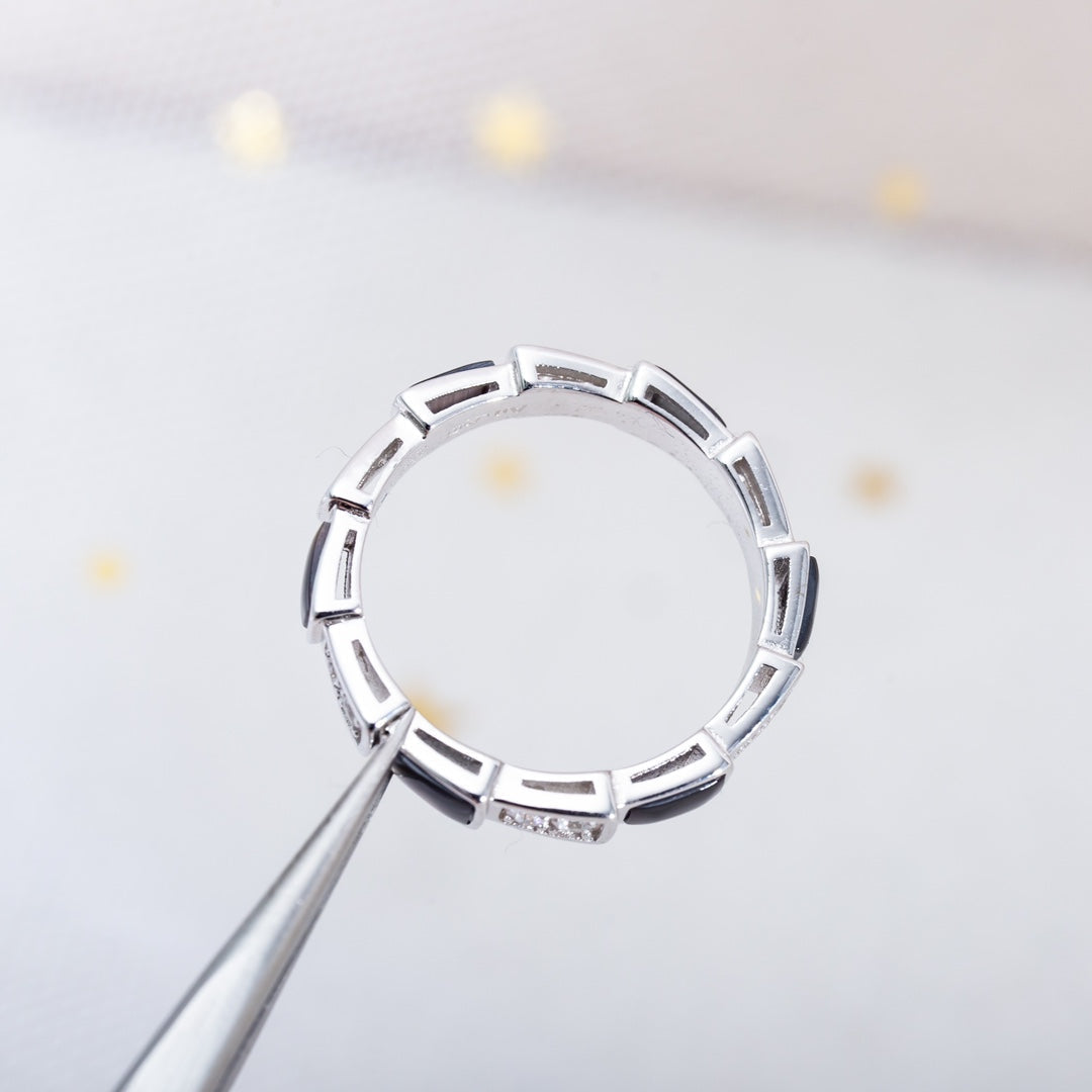 [Windsor Jewelry]SERPENTI RING SILVER  DIAMOND BLACK MOP 3MM