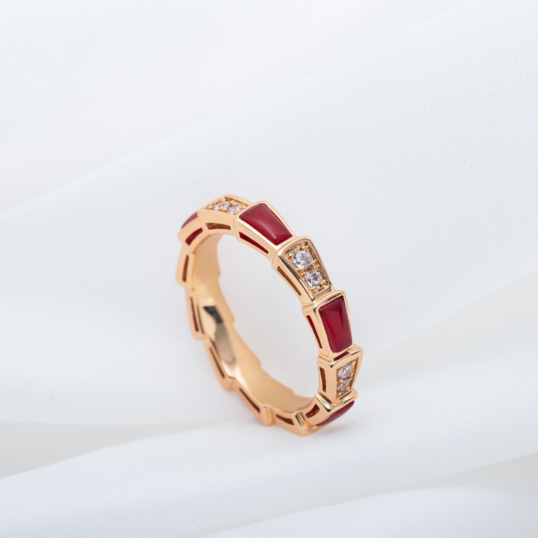 [Windsor Jewelry]SERPENTI RING PINK GOLD CARNELIAN DIAMOND 3MM