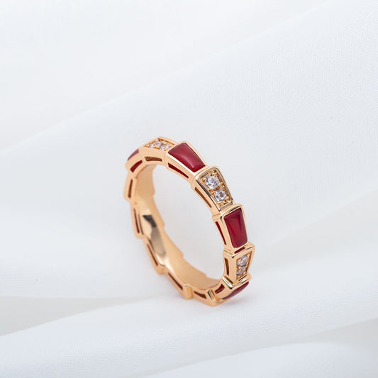 [Windsor Jewelry]SERPENTI RING PINK GOLD CARNELIAN DIAMOND 3MM