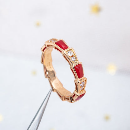 [Windsor Jewelry]SERPENTI RING PINK GOLD CARNELIAN DIAMOND 3MM