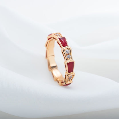 [Windsor Jewelry]SERPENTI RING PINK GOLD CARNELIAN DIAMOND 3MM