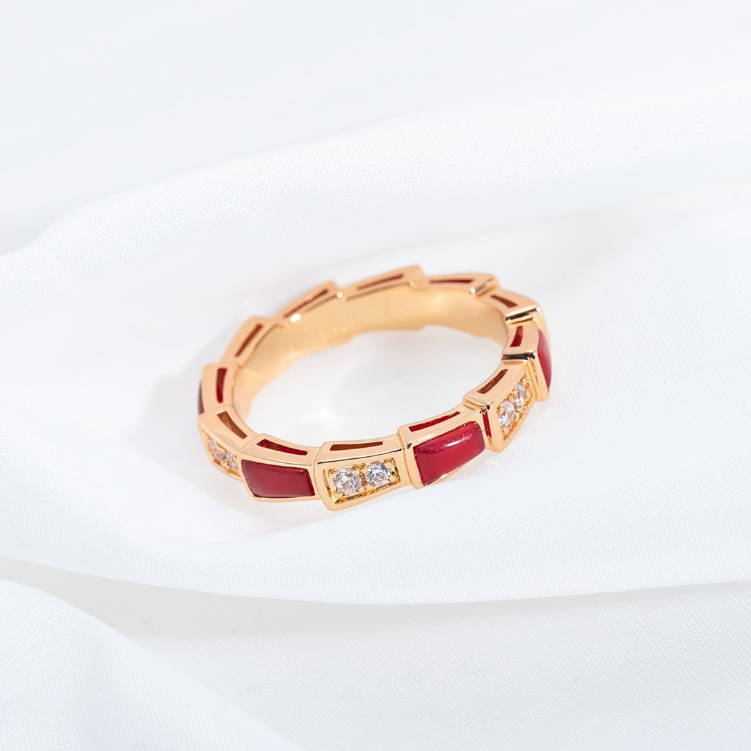 [Windsor Jewelry]SERPENTI RING PINK GOLD CARNELIAN DIAMOND 3MM
