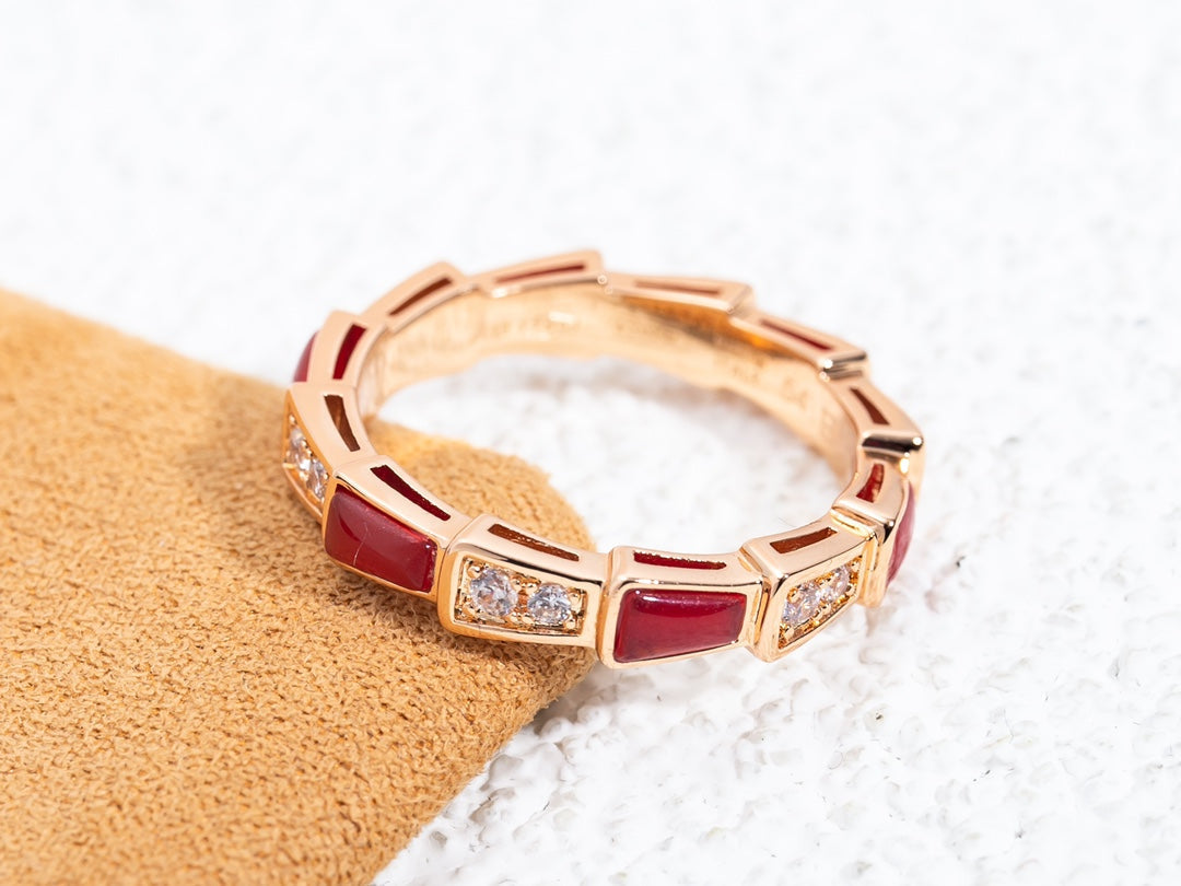 [Windsor Jewelry]SERPENTI RING PINK GOLD CARNELIAN DIAMOND 3MM