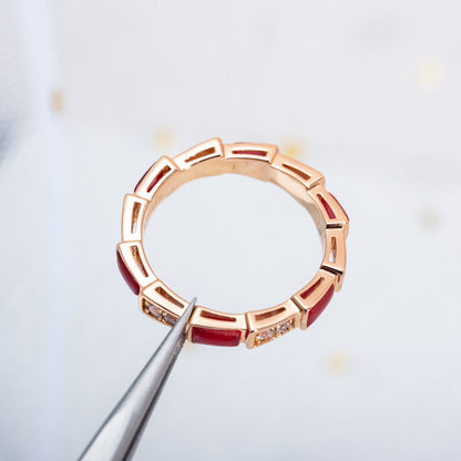 [Windsor Jewelry]SERPENTI RING PINK GOLD CARNELIAN DIAMOND 3MM