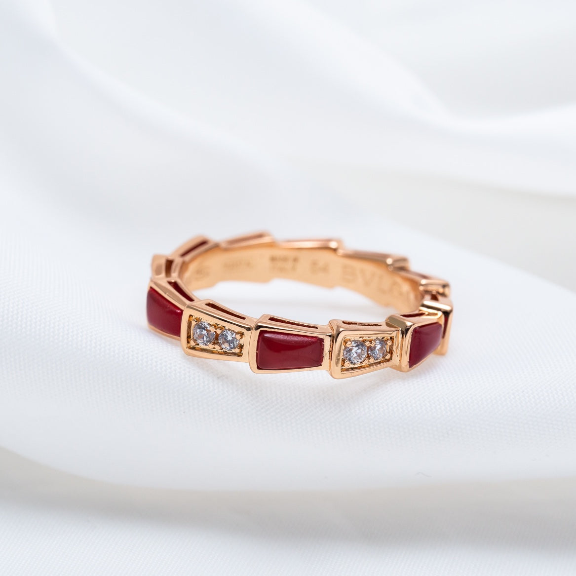 [Windsor Jewelry]SERPENTI RING PINK GOLD CARNELIAN DIAMOND 3MM