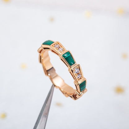 [Windsor Jewelry]SERPENTI RING PINK GOLD MALACHITE DIAMOND 3MM