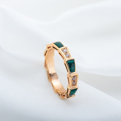 [Windsor Jewelry]SERPENTI RING PINK GOLD MALACHITE DIAMOND 3MM