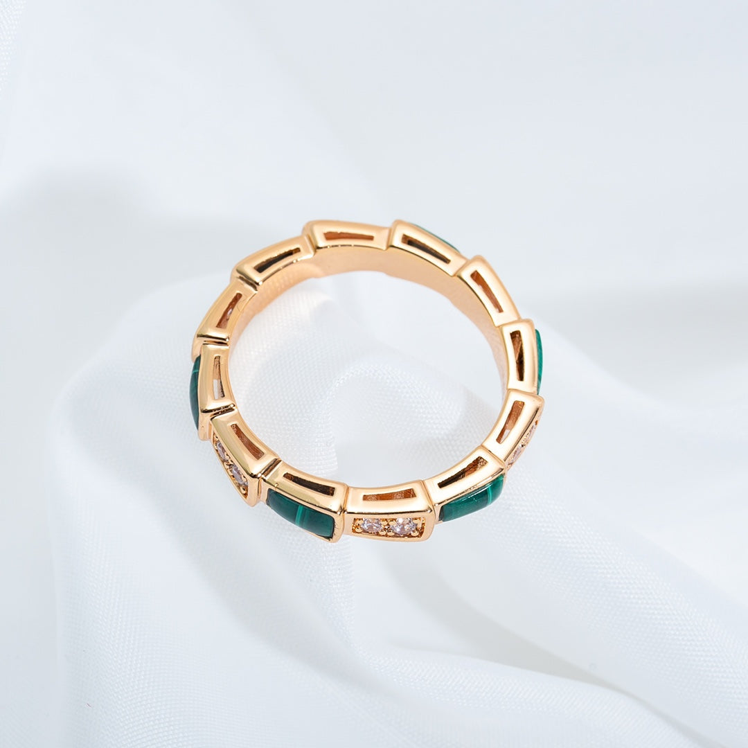 [Windsor Jewelry]SERPENTI RING PINK GOLD MALACHITE DIAMOND 3MM
