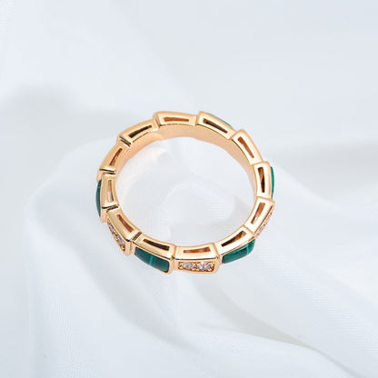 [Windsor Jewelry]SERPENTI RING PINK GOLD MALACHITE DIAMOND 3MM