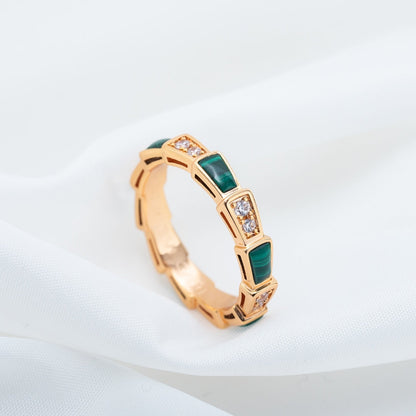 [Windsor Jewelry]SERPENTI RING PINK GOLD MALACHITE DIAMOND 3MM