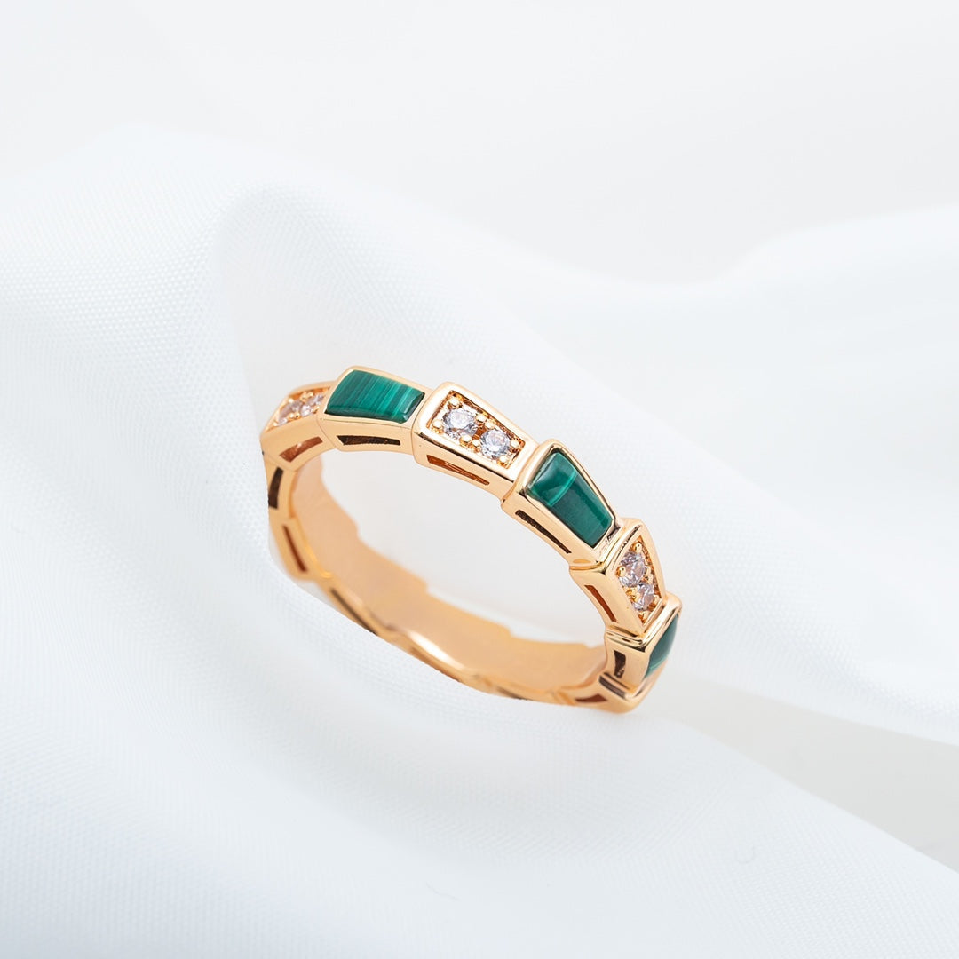 [Windsor Jewelry]SERPENTI RING PINK GOLD MALACHITE DIAMOND 3MM