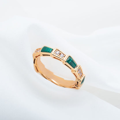 [Windsor Jewelry]SERPENTI RING PINK GOLD MALACHITE DIAMOND 3MM
