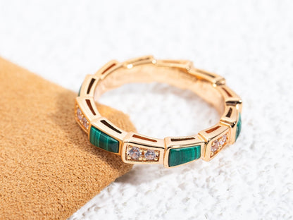 [Windsor Jewelry]SERPENTI RING PINK GOLD MALACHITE DIAMOND 3MM