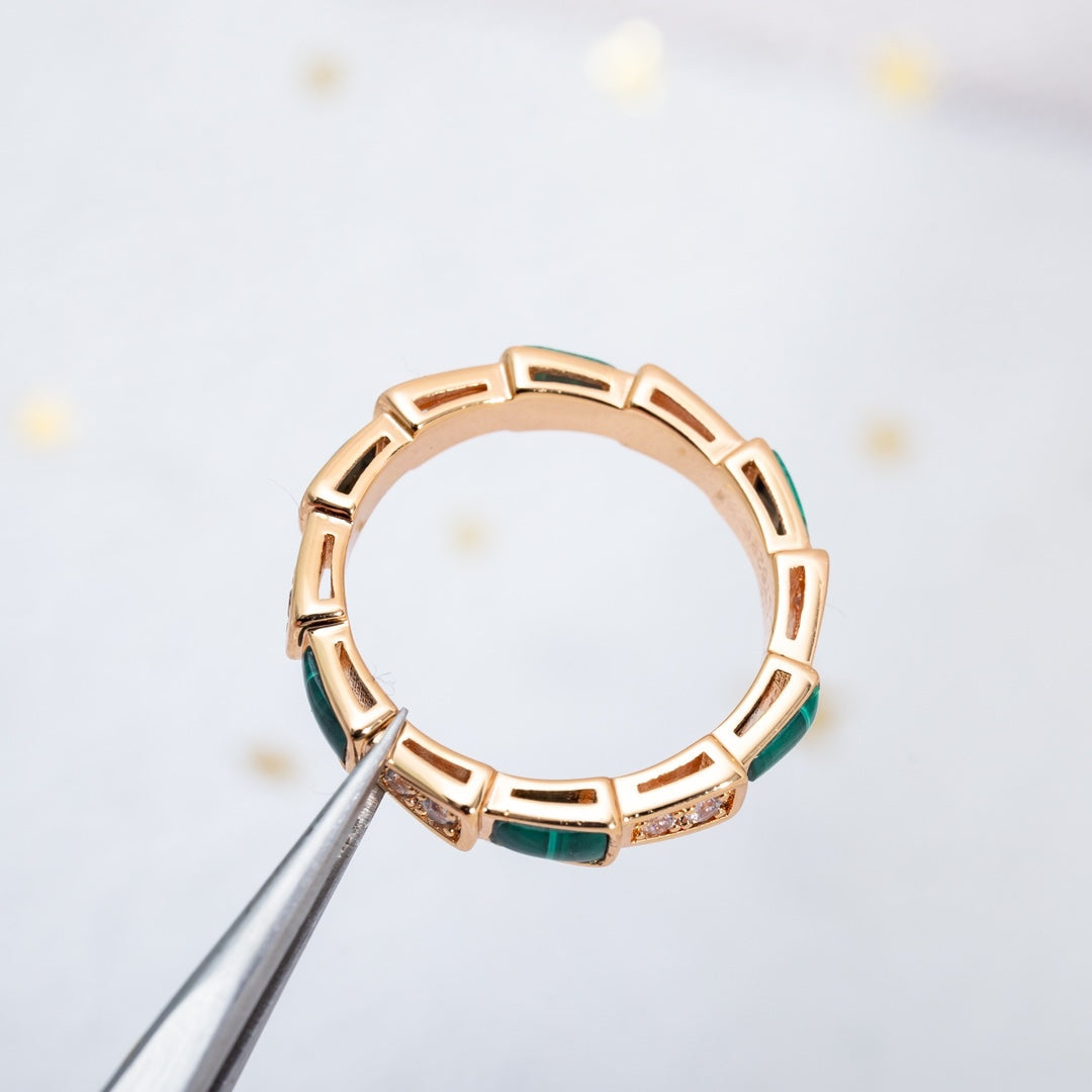 [Windsor Jewelry]SERPENTI RING PINK GOLD MALACHITE DIAMOND 3MM