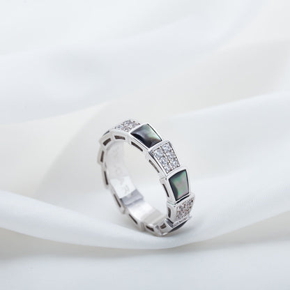 [Windsor Jewelry]SERPENTI RING SILVER DIAMOND BLACK MOP 4MM
