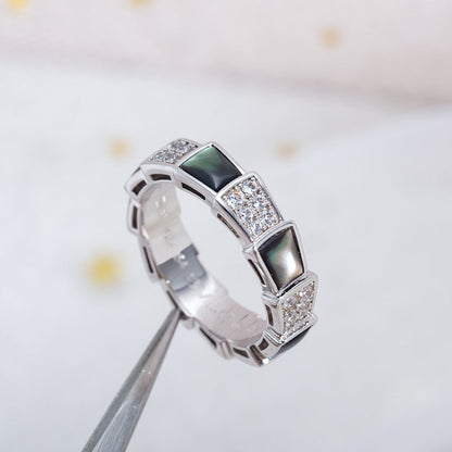 [Windsor Jewelry]SERPENTI RING SILVER DIAMOND BLACK MOP 4MM